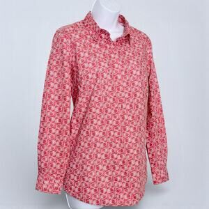 Tyler Boe Button Up Shirt Women’s Small Pink Geometric Print Cotton Long Sleeve